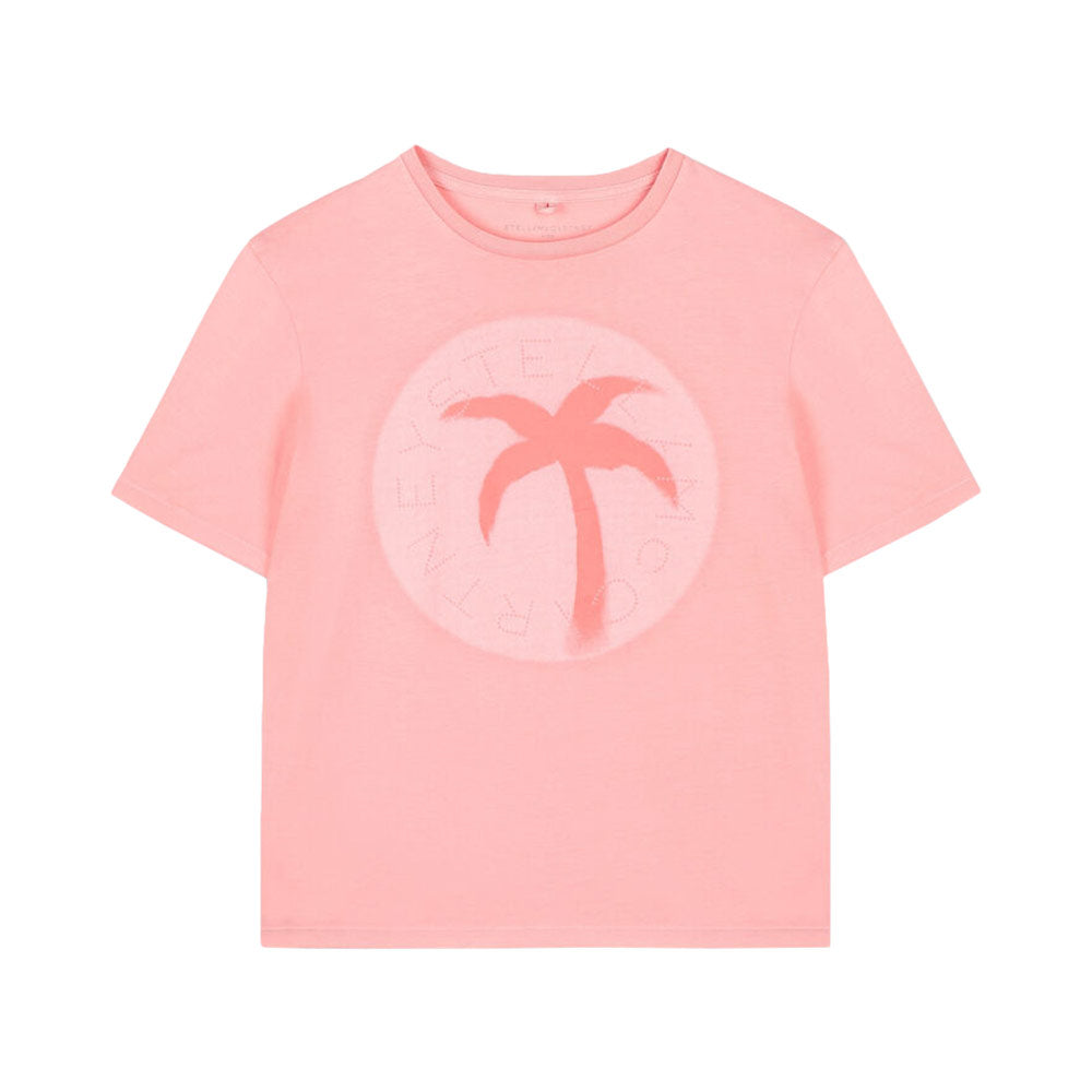 Stella Mccartney Kids Palm Oversize Cotton Logo T-shirt Light Coral