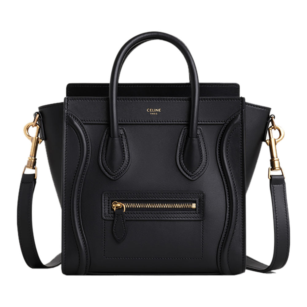 Celine Nano Luggage Black Smooth